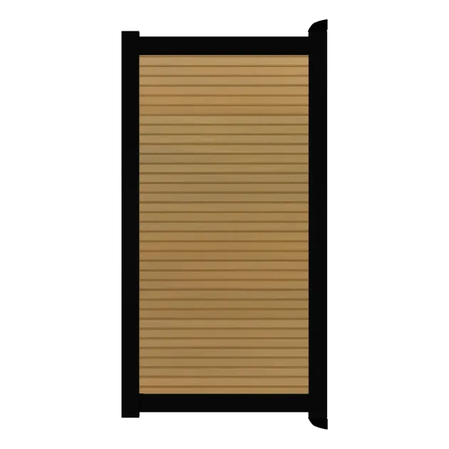 Aluminium Tuinpoort | maatwerk t/m 97x175cm | Rhombus Teak | Horizontaal | Zwart aluminium frame