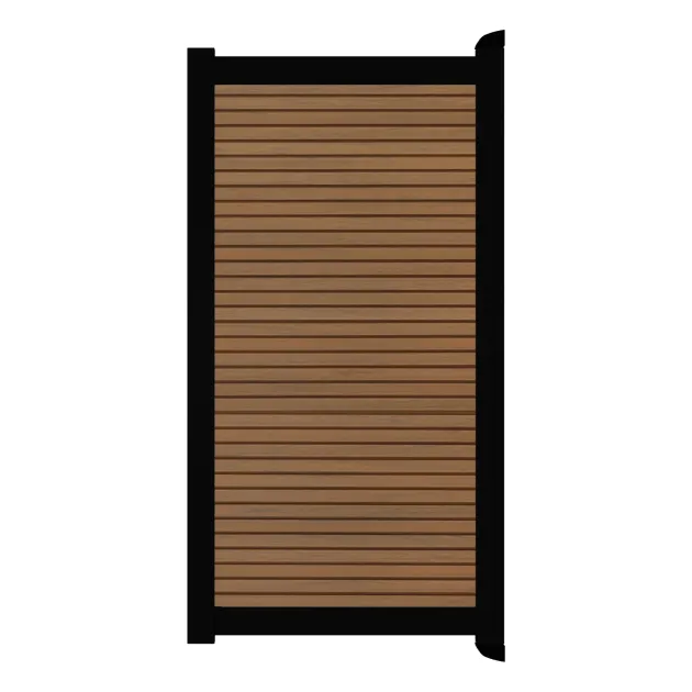 Aluminium Tuinpoort - Rhombus Warm Oak - Horizontaal - Zwart aluminium frame