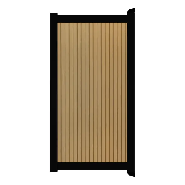 Aluminium Tuinpoort | Maatwerk t/m 97x90cm | Rhombus Teak | Verticaal | Zwart aluminium frame