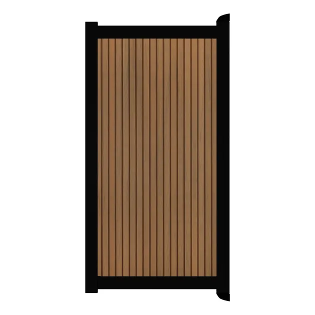 Aluminium Tuinpoort - Rhombus Tropical Brown - Verticaal - Zwart aluminium frame