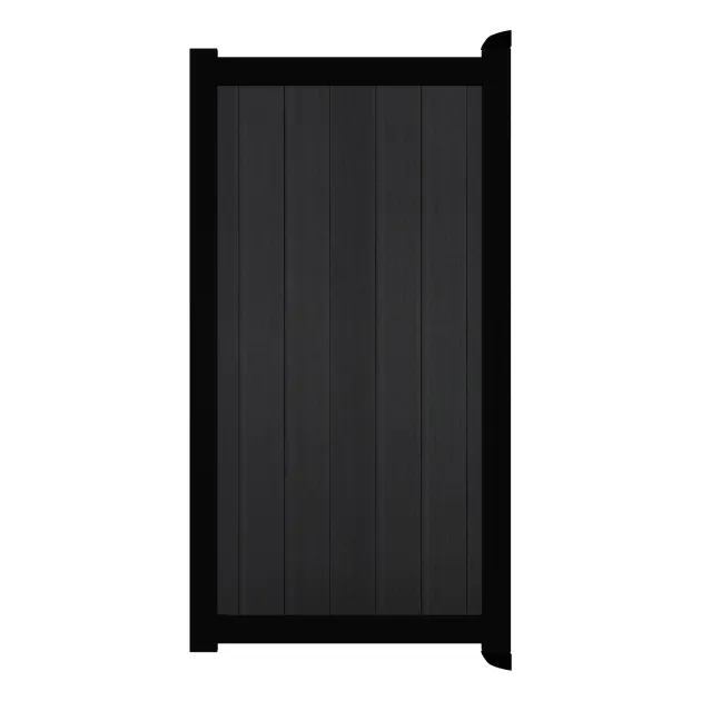 Aluminium Tuinpoort | Maatwerk t/m 97x90cm | Natural Solid Black | Verticaal | Zwart aluminium frame