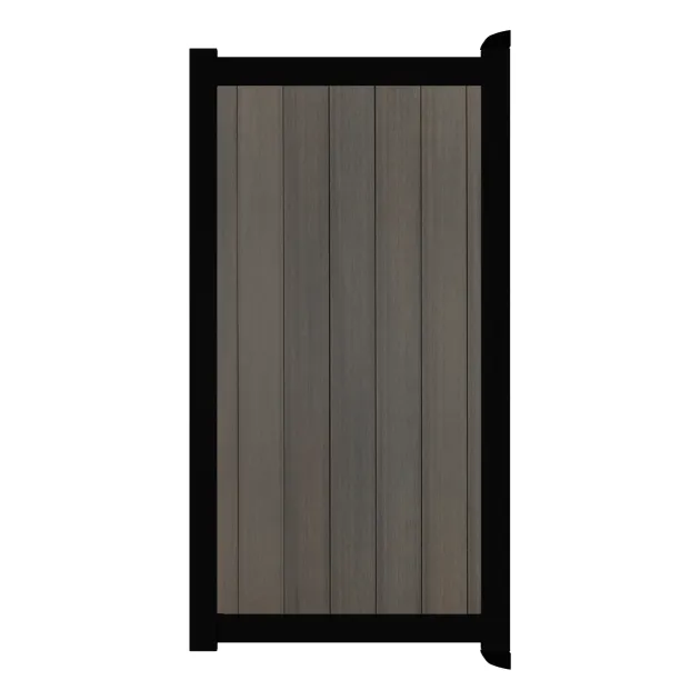 Aluminium Tuinpoort | Maatwerk t/m 97x90cm | Natural Walnut | Verticaal | Zwart aluminium frame