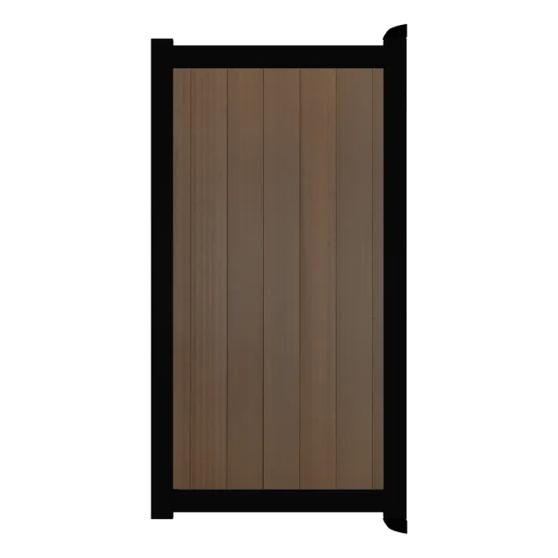 Aluminium Tuinpoort - Natural Mahonie - Verticaal - Zwart aluminium frame