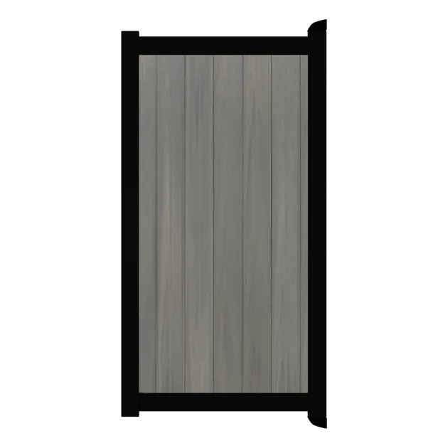Aluminium Tuinpoort - Natural Light Grey - Verticaal - Zwart aluminium frame