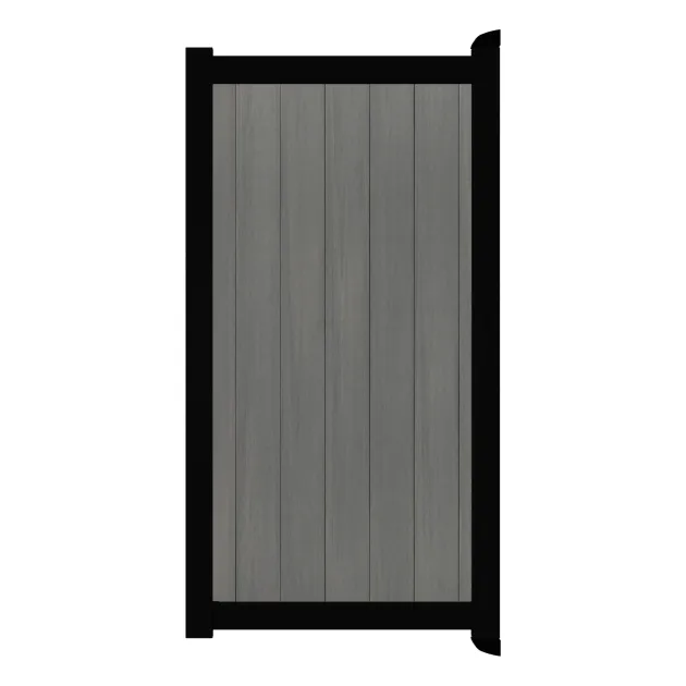 Aluminium Tuinpoort - Natural Cloudy Grey - Verticaal - Zwart aluminium frame