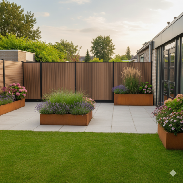 Composiet Premium Tuinscherm - Rhombus Stripe - Verticaal