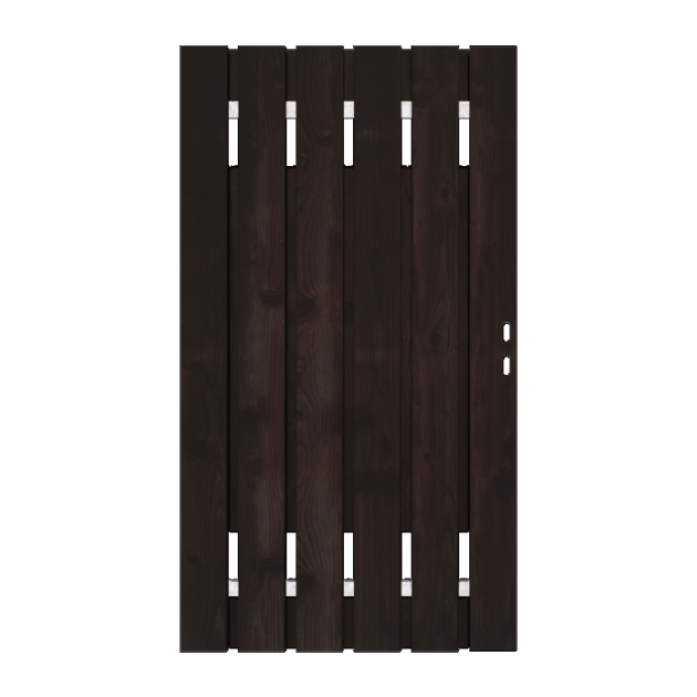 Zwart Grenen Tuinpoort 100x195 cm | Stalen frame met slotkast | Verstelbaar | 16x140 mm