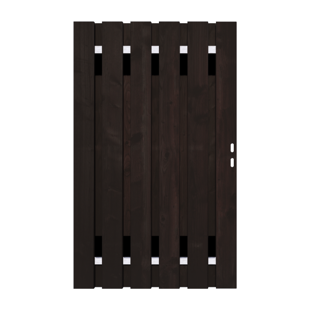 Zwart Grenen Tuinpoort 110x195 cm | Stalen frame met slotkast | Verstelbaar | 16x140 mm