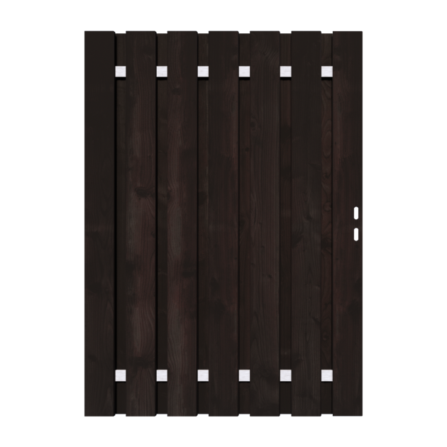 Zwart Grenen Tuinpoort 130x195 cm | Stalen frame met slotkast | Verstelbaar | 16x140 mm