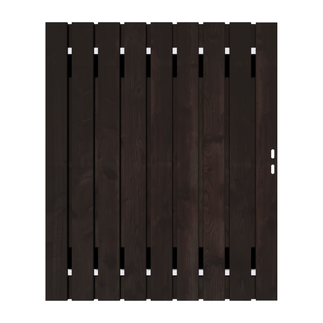 Zwart Grenen Tuinpoort 150x195 cm | Stalen frame met slotkast | Verstelbaar | 16x140 mm