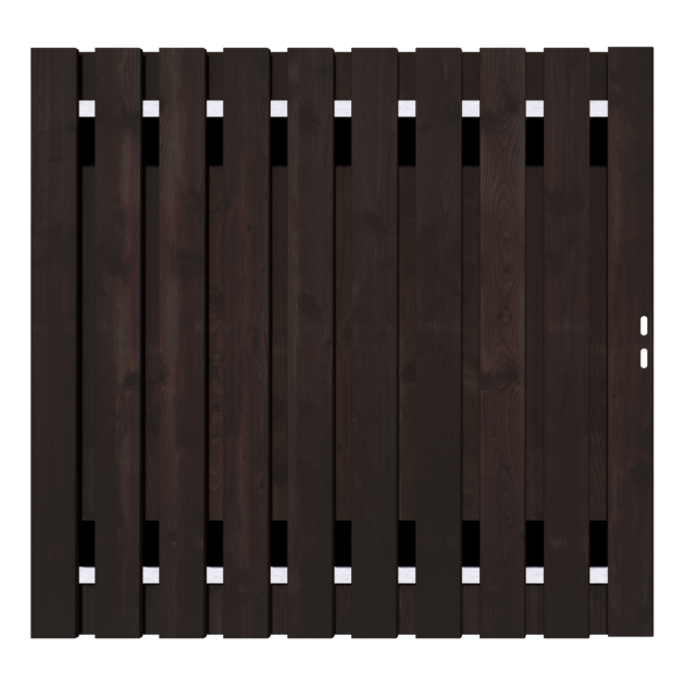 Zwart Grenen Tuinpoort 190x195 cm | Stalen frame met slotkast | Verstelbaar | 16x140 mm
