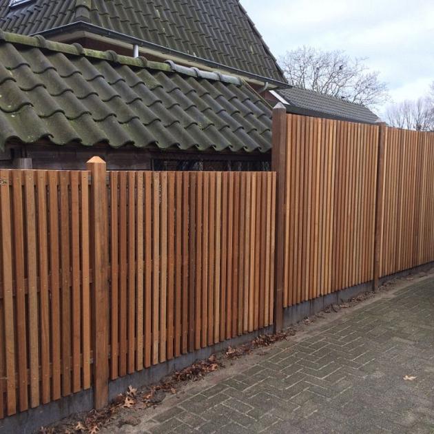 Tuinscherm Bangkirai Rhombus open | 51 planks | Geschaafd | Verticaal | Recht