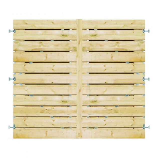 Grenen Horizontale Dubbele Tuinpoort 200x180 cm | 16x140 mm | 23-planks model