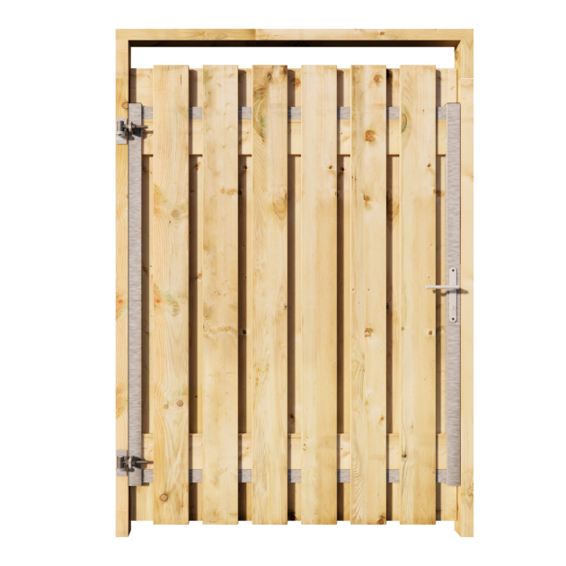 Grenen Tuinpoort 130x195 cm | Stalen frame met slotkast | Verstelbaar | 17x140 mm