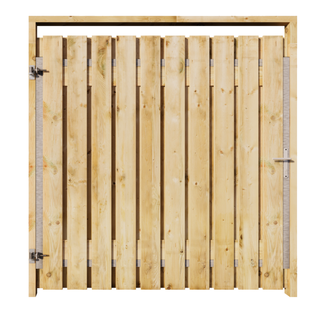 Grenen Tuinpoort 180x195 cm | Stalen frame met slotkast | Verstelbaar | 17x140 mm