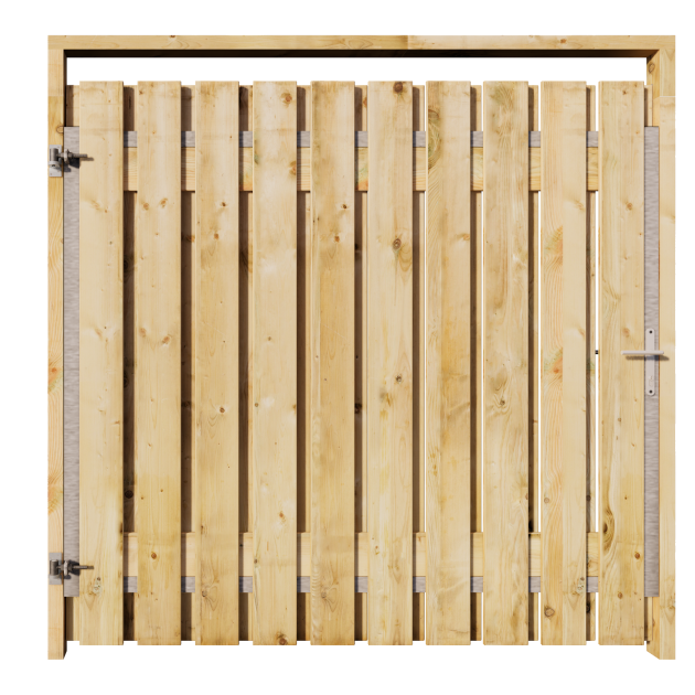 Grenen Tuinpoort 190x195 cm | Stalen frame met slotkast | Verstelbaar | 17x140 mm