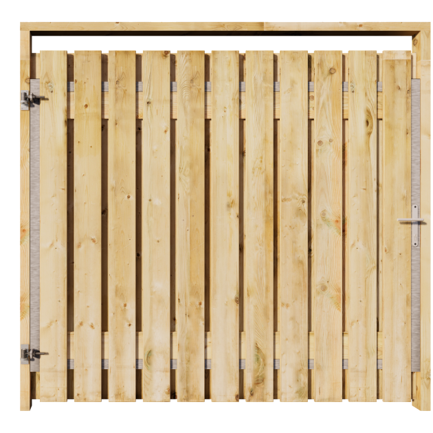 Grenen Tuinpoort 200x195 cm | Stalen frame met slotkast | Verstelbaar | 17x140 mm