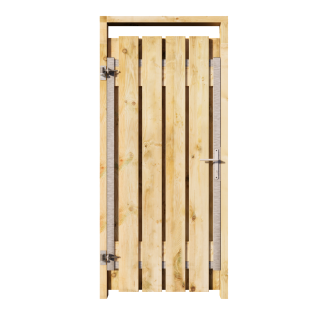 Grenen Tuinpoort 80x195 cm | Stalen frame met slotkast | Verstelbaar | 17x140 mm