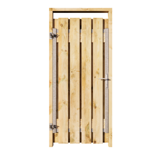 Grenen Tuinpoort 85x195 cm | Stalen frame met slotkast | Verstelbaar | 17x140 mm