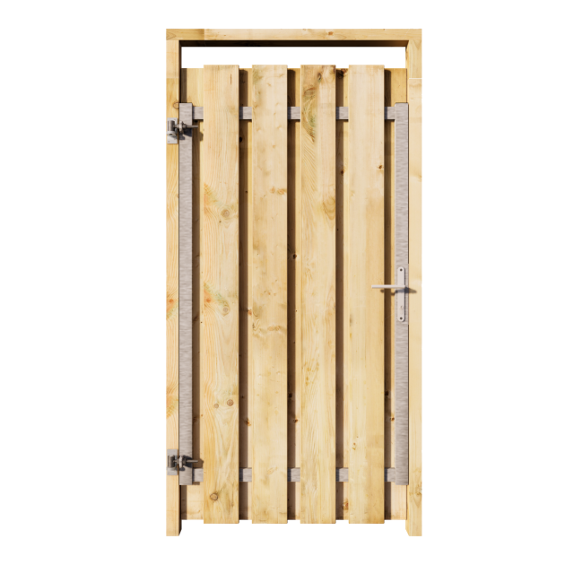 Grenen Tuinpoort 90x195 cm | Stalen frame met slotkast | Verstelbaar | 17x140 mm