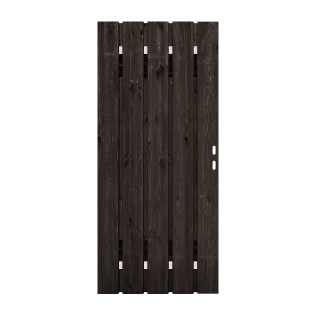 Zwart Grenen Tuinpoort | Stalen frame met slotkast | 16x140 mm planken