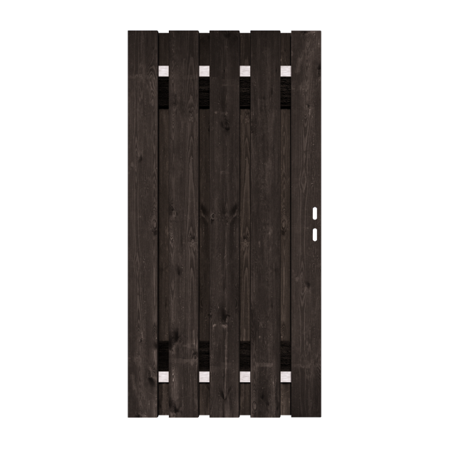 Zwart Grenen Tuinpoort 90x195 cm | Stalen frame met slotkast | Verstelbaar | 16x140 mm