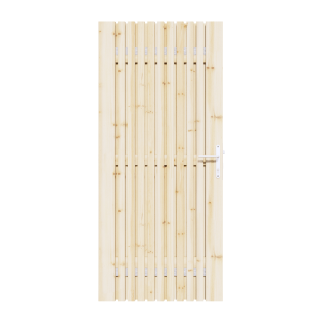 Vuren Rhombus Tuinpoort 85x195 cm | Stalen frame met slotkast | Verstelbaar | 18x45 mm