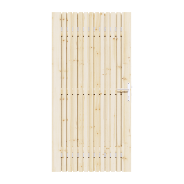 Vuren Rhombus Tuinpoort 90x195 cm | Stalen frame met slotkast | Verstelbaar | 18x45 mm