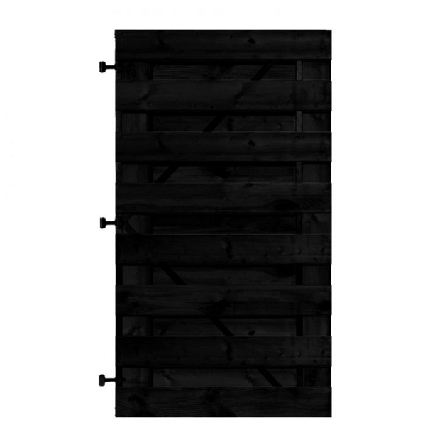 Zwart Grenen Horizontale Tuinpoort 100x180 cm | 16x140 mm | 17-planks model