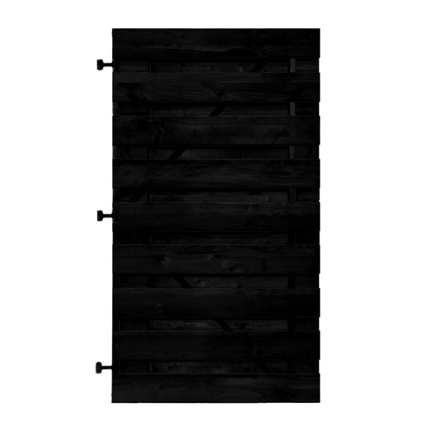 Zwart Grenen Horizontale Tuinpoort 100x180 cm | 16x140 mm | 19-planks model