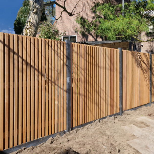 Tuinscherm Bangkirai Rhombus open | 51 planks | Geschaafd | Verticaal | Recht