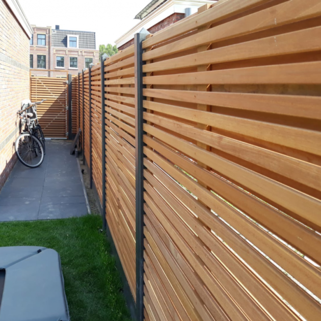 Tuinscherm Bangkirai Rhombus open | 51 planks | Geschaafd | Horizontaal