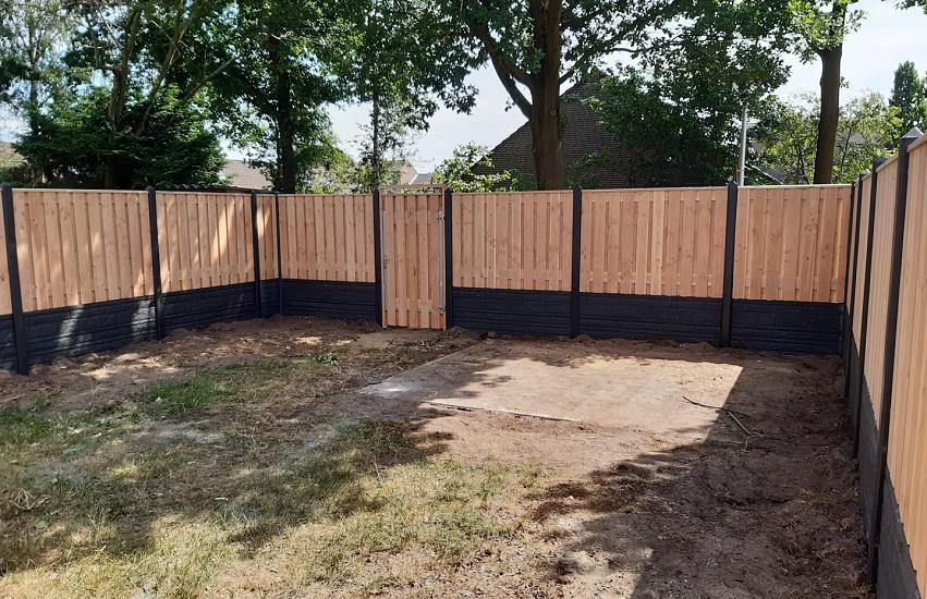 douglas 21 planks schutting met dubbel motief antraciet beton