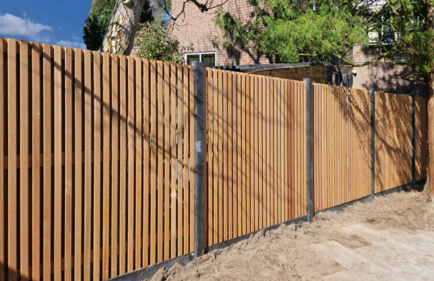 tuinscherm bangkirai rhombus open 51 planks geschaafd verticaal recht